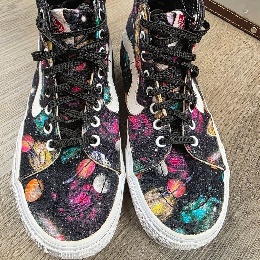 Vans SK8 Hi Tops Galaxy Print Sneakers Size 7.5 - Picture 3 of 10